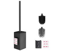 DAZI Scopino Bagno WC da Parete installazione adesiva senza forare, Porta Scopino Antiruggine con Finitura Nero Opaco, Spazzolone Bagno con Inserto Interno Rimovibile per una Facile Pulizia e Manute