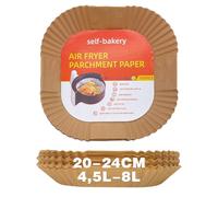 Dazkzooy 100 fogli di carta da forno per friggitrice ad aria 4,5L-8L - Carta da forno antiaderente e resistente all'olio da 20-24 cm, liner in carta pergamena usa e getta per friggitrice ad aria