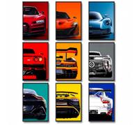 dazongweihan 9 poster con auto da corsa per la stanza dei ragazzi, decorazione da parete per uomini e ragazzi, auto sportive, decorazione da parete per camera da letto, dormitorio, grotta degli uomini