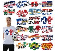 Dazoratix DTF Transfers Ready to Press - 20 fogli di toppe termoadesive con squadre di Coppa del Mondo 2026, adesivi internazionali di calcio, nazioni calcistiche, Stati Uniti, Canada, Messico, per