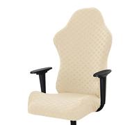 DAZSIAZ Coprisedia da Gaming Universale Elasticizzato AntiGraffio, Coprisedile per Computer da Ufficio e Gaming con Copribraccioli, Protezione per Poltrona Girevole con Cerniera(Beige,Short)