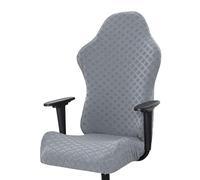 DAZSIAZ Coprisedia da Gaming Universale Elasticizzato AntiGraffio, Coprisedile per Computer da Ufficio e Gaming con Copribraccioli, Protezione per Poltrona Girevole con Cerniera(Light Gray,Long)