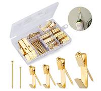 DazSpirit 110 Pezzi Kit per appendere quadri, Gancio per cornice, gancio per quadri 20-100 Libbre, Ganci per Cornici Oro per foto in ufficio a casa, supporto per cornice