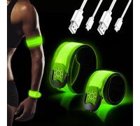 DazSpirit 2 Pezzi LED Bracciale, Ricarica USB Braccialetto LED Bracciale, Fascia per Braccio di Sicurezza Notturna, per Fare Jogging, Passeggiate con Il Cane, Corsa per Sport all'Aria Aperta (Verde)