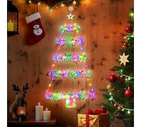 DazSpirit Luci a Scala di Natale, 88 cm Albero a Scala LED con Ghirlanda Lametta, 8 Modalità, Timer, Ganci, Luci di Natale a Batteria per Finestra Interno Esterno Festa, Parete, Porta (Colore)