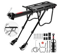 DazSpirit Portapacchi Bici, Portapacchi Bici Posteriore Regolabile, Portapacchi mtb Posteriore, Rilascio Rapido, porta pacchi bici carico Massimo di 60kg con riflettore, Materiale in Lega di Alluminio