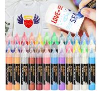 DazSpirit Set di 36 Penna a candele, 30ML ciascuno, 5 diversi effetti di colore, set di colori acrilici per tessuto, cartone, legno, ceramica, pittura su vetro e decorazione