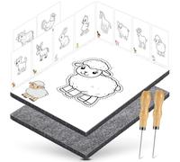 DazSpirit Set Di Punteruolo Per Bambini Dai 4 Anni In Su, Kit Completo Di Aghi Con 2 Feltri, 2 Aghi e 10 Immagini Da Ricamo, Sicuro Per Bambini, Kit Artistico Per I Più Piccoli (Animale da fattoria)