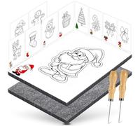 DazSpirit Set Di Punteruolo Per Bambini Dai 4 Anni In Su, Kit Completo Di Aghi Con 2 Feltri, 2 Aghi e 10 Immagini Da Ricamo, Sicuro Per Bambini, Kit Artistico Per I Più Piccoli (Natale)