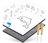 DazSpirit Set Di Punteruolo Per Bambini Dai 4 Anni In Su, Kit Completo Di Aghi Con 2 Feltri, 2 Aghi e 10 Immagini Da Ricamo, Sicuro Per Bambini, Kit Artistico Per I Più Piccoli (Animale sottomarino)
