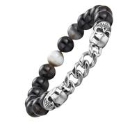 Dazylleco Bracciale Uomo Perline 8MM Bracciale Elastico con Perline Turchese Nero Gioielli Fatti a Mano Regali Compleanno per Uomo(24019)