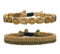 Dazylleco Bracciale Uomo Set Braccialetti in Pelle e Corda Intrecciata e Perline Bracciale Multistrato Regolabile Gioielli Regalo per Festa del Papà(Crown Yellow)