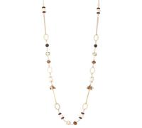 Dazylleco Collana Donna Oro Lunga Collana Perline di Pietre Naturali Lunghe Boho Bigiotteria Regalo per Donna Compleanno(Light Brown)