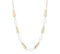 Dazylleco Collana lunga da donna, in oro, lunga con perle, grande gioiello alla moda, idea regalo per la mamma, Resina Perla, Non pietra preziosa