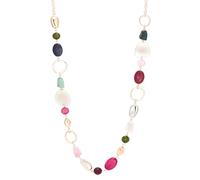 Dazylleco Collana Lunga da Donna Oro/Rosa Oro Lunga Catena di Perle Gioiello alla Moda Collana per Maglione Lunga Regalo di Compleanno per Donne, 77 cm, Resina, Non pietra preziosa