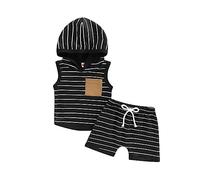 Dazzerake Baby Boy Holder Baby Baby Baby Pieces 0-3 anni Maglietta con cappuccio + Short (nero a, 12-18 mesi)