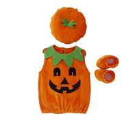 Dazzerake Costume di Halloween per Bambini Ragazza Zucca Pagliaccetto Senza Maniche Tute Top + Cappelli Abiti Vestiti per Neonato (Zucca Arancione, 0-6 mesi)