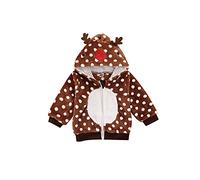 Dazzerake Giacca con Cappuccio da Bambini in Pile Cartone Animato Cappotto Leggero Giubbotti con Cerniera Invernali Autunno Caldo 1 Anno -5 Anni (Marrone, 3-4 Anni)