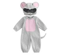 Dazzerake Halloween - Set per neonato, costume da bambino, a maniche lunghe + cappello per travestimento Halloween da topo per bambini 0-3 anni (grigio, 12-18 mesi)