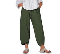 Dazzerake Pantaloni da Donna Nona Sciolti Casual a Vita Media a Tinta Unita con Tasche (Verde Militare, S)