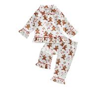 Dazzerake Pigiama di Natale per Bambini 2 Pezzi Camicia Manica Lunga Stampato Natale Pantaloni Travestimento per Bambini Ragazzi 6 Mesi-9 Anni (Bianco, 12-18 Mesi)