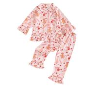 Dazzerake Pigiama di Natale per Bambini 2 Pezzi Camicia Manica Lunga Stampato Natale Pantaloni Travestimento per Bambini Ragazzi 6 Mesi-9 Anni (Rosa A, 12-18 Mesi)
