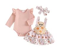 Dazzerake Vestito per Bambina Halloween Lettera Zucca Fantasma Stampa O-Collo Manica Lunga Tutu di Tulle Vestito di Un Pezzo Gonna per Estate Autunno (I Rosa, 0-3 mesi)