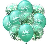 DazzJoy 10 palloncini decorativi per l'inizio della scuola, colore verde, 12 pollici, ABC, palloncini a elio, decorazione per l'inizio della scuola, palloncini per l'inizio della scuola, palloncini