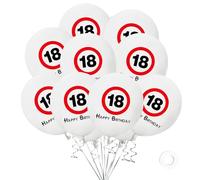 DazzJoy 18° compleanno, 20 palloncini per il 18° compleanno, 18 palloncini Happy Birthday, decorazione per il 18° compleanno, ragazzo ragazza, segnale stradale, palloncini per compleanni per 18°