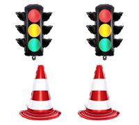 DazzJoy 4 pezzi cartello stradale semaforo blocco stradale palloncini compleanno segnaletico segnale stradale palloncini palloncini palloncini a elio per escavatore decorazione auto feste