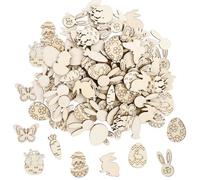 Dazzjoy Coriandoli in legno, decorazione pasquale, 100 pezzi, coniglietti in legno, decorazione pasquale, decorazione pasquale, coniglietto, pollo, decorazione primaverile, confetti pasquale,