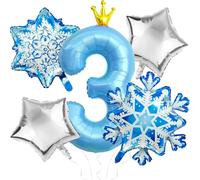 DazzJoy Decorazione di compleanno 3 anni bambina con palloncino Frozen, palloncino decorativo 3° compleanno ragazza ragazzo, palloncini compleanno 3 anni bambina blu numeri palloncino 3