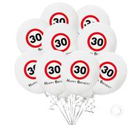 DazzJoy Palloncini per 30° compleanno, decorazione per 30° compleanno, 30 palloncini Happy Birthday, decorazione per 30 compleanni, donna, uomo, segnaletica stradale, palloncini per 30 anniversari