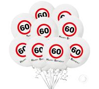 DazzJoy Palloncini per 60° compleanno, 20 palloncini per 60° compleanno, 60 palloncini Happy Birthday, decorazione per 60 compleanni, donne, uomini, segnali stradali, palloncini per 60 anniversari