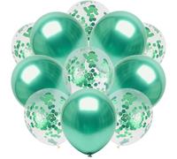 DazzJoy Palloncini verdi da 12 pollici, 20 palloncini verdi metallizzati, adatti a elio, con coriandoli, colore verde per matrimonio, decorazione di compleanno, decorazione giungla