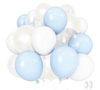 DazzJoy Set di 30 palloncini blu e bianco, 10 pollici/25 cm blu bianco palloncini ghirlande bianche blu blu palloncini decorazione baby party palloncini blu bianco pastello palloncini per ragazzi baby