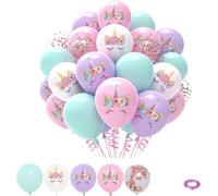 DazzJoy Set di palloncini con unicorno, 27 pezzi, colori pastello macaron, palloncini in lattice con motivo floreale