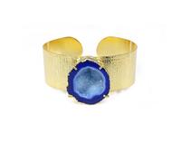 Dazzle Appeal Cave, Druzy Agate Geode Druzy - Braccialetto a polsino in oro con pietre preziose, dimensioni della pietra 30-40 mm, Stone Size 25 - 35 mm, Ottone, Agata