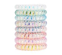 Dazzle - Elastici per capelli a spirale (colorati, 8 pezzi), elastici per capelli spessi, elastici per capelli da donna, senza pieghe, per tutti i tipi di capelli, con spirale in plastica