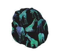 Dazzle Giraffe Beige Gorro de ducha de jirafa Mujeres Impermeable Reutilizable Forro de PEVA Dobladillo elástico ajustable para todo el cabello largo Gorro de baño