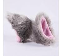 DAZZLEEX 2 orecchie in peluche decorative per casco da moto, graziose, morbide, in finta pelle, con ventose, per caschi da bici, colore: bianco, rosa, grigio, nero, rosso (grigio chiaro)
