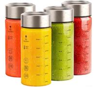 DAZZLEEX 4 bottiglie di succo da 350 ml, in vetro borosilicato, con guarnizione in silicone per uso alimentare, design a bocca larga, per succhi e frullati (7 x 15 cm, 350 ml)