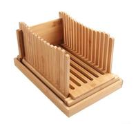 DAZZLEEX Affettatrice per pane in legno, pieghevole, con vassoio raccogli briciole, per pane tostato e pane tostato (onde)