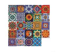 DAZZLEEX Confezione da 24 adesivi vintage marocchini per pareti, vetro, metallo e piastrelle color crema, decalcomanie a mosaico retrò per bagno, cucina, soggiorno, decorazione 10 x 10 cm, 15 x 15 cm