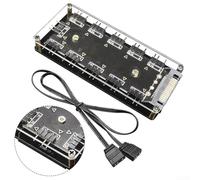 DAZZLEEX Coolcirc 10 porte ARGB Splitter Hub 5 V 3 pin connettore per strisce LED Ventole e refrigeratori PC Case illuminazione espansione plastica nera e Play 91 x 41 x 15 mm