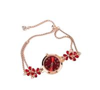 DAZZLEEX Design innovativo Questo elegante orologio al quarzo presenta un quadrante rotondo unico arricchito da diamanti, Come da immagine, Is red