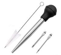 DAZZLEEX Iniettore per spezie, siringa per carne aromatizzata, per tacchino, barbecue, in acciaio , per marinare gli alimenti (nero)