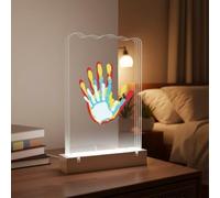 DAZZLEEX Kit per impronte di mani e piedi con luce notturna a LED per neonati e animali domestici, cornice di memoria fai da te, display acrilico trasparente, 31 x 20 cm, decorazione per la scuola
