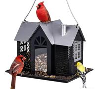 DAZZLEEX Mangiatoia solare per uccelli, in metallo, da appendere, a prova di scoiattolo, decorazione da giardino con luce notturna, per esterni, cortile, patio, viola (nero)