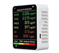 DAZZLEEX Monitor della qualità dell'Aria 6 in 1 C02 Meter PM2.5 PM10 HCHO TVOC Tester Multifunzionale della qualità dell'Aria per Interni, Ufficio e Altri luoghi Bianco